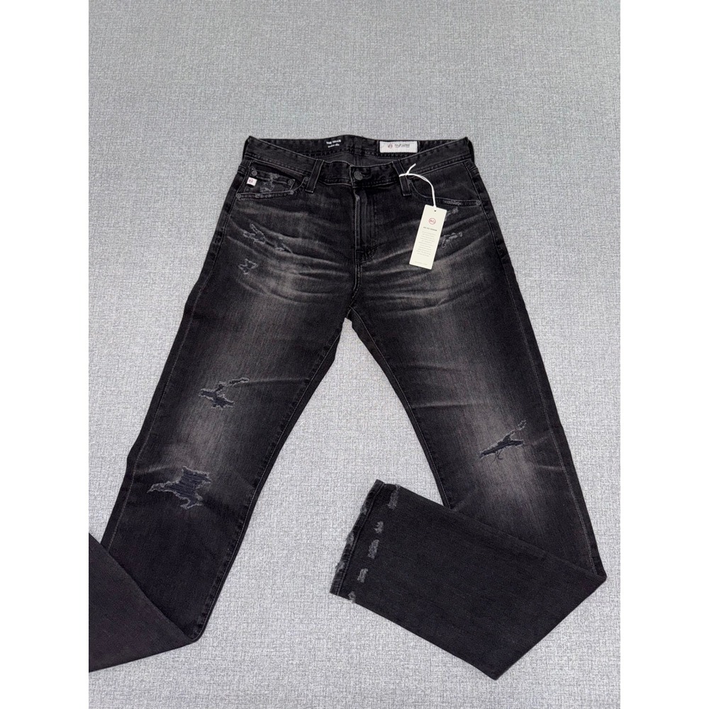 NWT AG Adriano Goldschmied 30X34 The Tellis Slim Jeans Black Distressed 1783LBK